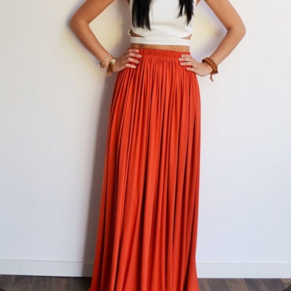 Pleated Maxi Skirt